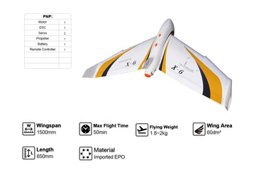 Skywalker X6 1500mm UAV Fixed Wing Drones Platform