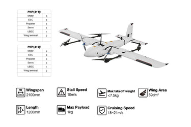 Makeflyeasy Striver mini 4+1/4+2 2100mm UAV Fixed Wing VTOL Drones