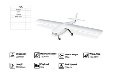 Skyeye 유리섬유 2900mm UAV 고정익 드론