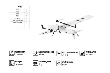 Makeflyeasy Pioneer 3200mm UAV Fixed Wing VTOL Drones