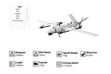 Makeflyeasy Hero 2180mm UAV Fixed Wing VTOL Drones – Mapping version Flight for 136 min