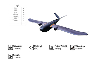 Skywalker TITAN fixed wing twin engine hand throwable drone