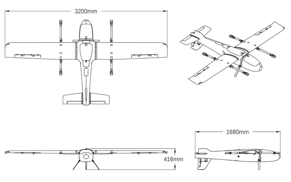 Makeflyeasy Pioneer 3200mm UAV Fixed Wing VTOL Drones | UAVMODEL
