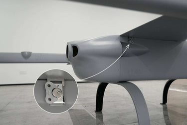 Skyeye Wingspan 5000MM VTOL UAV Drone, industrial drone platform, close-up of carbon fiber construction detailing.