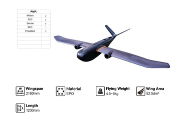 Skywalker TITAN fixed wing twin engine hand throwable drone