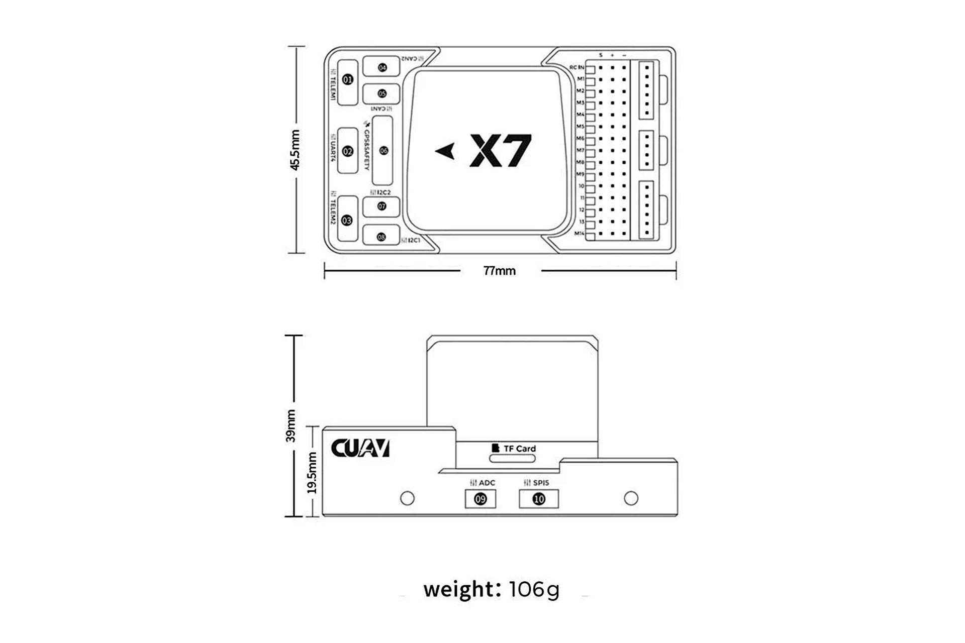 CUAV Pixhawk X7 + FLIGHT CONTROLLERControlador de vuelo CUAV X7 de cód ...