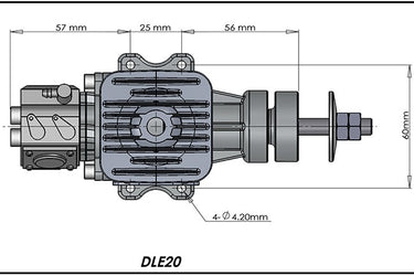 DLE20 20CC Jednoválcový dvoudobý boční výfuk Model Motor